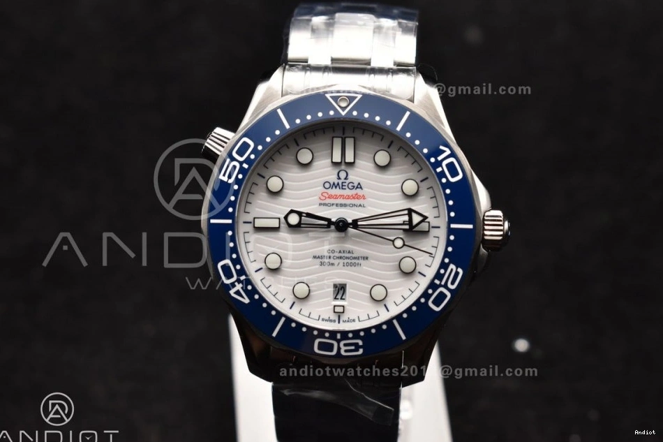 White A2824 Ceramic 1:1 Bracelet SS Edition Blue Seamaster Bezel on 300M SS Dial Diver VSF Best 1219